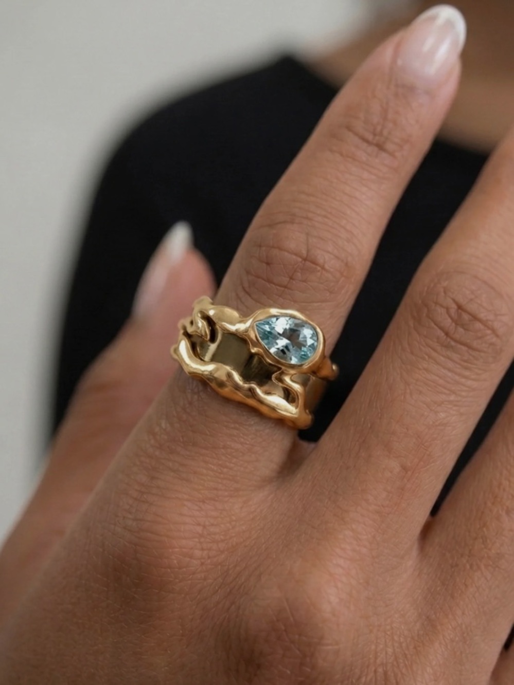 Steff Eleoff Gold Vermeille and Crystal Oura Ring 5 Cover size 9